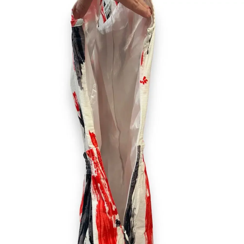 KENSIE Sleeveless Cotton Fit & Flare Women's M Summer Lined Mini Dress White Red - Picture 3 of 6
